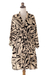 Short rayon robe, 'Sunset Shade' - Women's Cornsilk and Black Rayon Short Robe with Self Belt (image 2d) thumbail