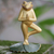 Wood sculpture, 'Frog Pose' - Hand Carved Frog Sculpture Gold Tone from Indonesia (image 2) thumbail
