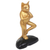 Wood sculpture, 'Cat's Pose' - Hand Carved Gold Tone Wood Sculpture Cat from Indonesia (image 2e) thumbail