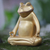 Wood sculpture, 'Peaceful Frog' - Hand Made Gold Tone Wood Frog Sculpture from Indonesia (image 2b) thumbail