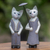 Wood sculptures, 'Bali Cat Couple' (pair) - Hand Made Wood Cat Sculptures (Pair) from Indonesia thumbail