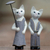Wood sculptures, 'Bali Cat Couple' (pair) - Hand Made Wood Cat Sculptures (Pair) from Indonesia (image 2c) thumbail