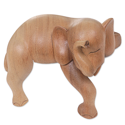Hand Carved Elephant Sculpture Natural Finish from Indonesia