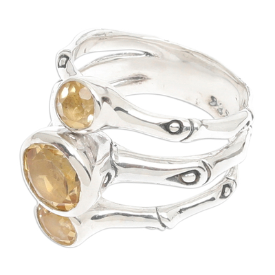 Citrine multi-stone ring, 'Bamboo Dew' - Hand Made Citrine Sterling Silver Multistone Ring Indonesia