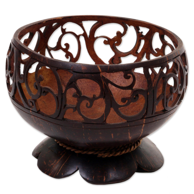 Hand Made Coconut Shell Catchall Spiral from Indonesia