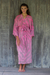 Rayon robe, 'Coral Reef' - 100% Rayon Light Pink Coral Reef Tie-Dye Robe from Indonesia thumbail