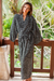 Rayon robe, 'A Thousand Swirls' - Black and White Rayon Robe from Indonesia thumbail