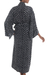 Rayon robe, 'A Thousand Swirls' - Black and White Rayon Robe from Indonesia (image 2e) thumbail