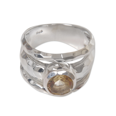 Sterling Silver Yellow Citrine Cocktail Ring from Indonesia