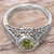 Peridot solitaire ring, 'Garden of Magic' - Sterling Silver Peridot Floral Solitaire Ring from Indonesia (image 2b) thumbail