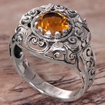 Citrine cocktail ring, 'Golden Dream' - Citrine Sterling Silver Ring Handmade in Indonesia