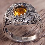 Citrine cocktail ring, 'Golden Dream' - Citrine Sterling Silver Ring Handmade in Indonesia