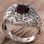 Garnet cocktail ring, 'Crimson Dream' - Garnet Sterling Silver Ring Handmade in Indonesia
