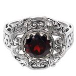 Garnet cocktail ring, 'Crimson Dream' - Garnet Sterling Silver Ring Handmade in Indonesia