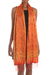 Silk shawl, 'Serene Garden' - Red and Yellow Hand-Stamped Batik Silk Shawl