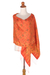 Silk shawl, 'Serene Garden' - Red and Yellow Hand-Stamped Batik Silk Shawl (image 2f) thumbail