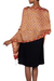 Silk shawl, 'Ceplok Beteng' - Red and Gold Metallic Hand Stamped Batik Silk Shawl (image 2d) thumbail
