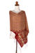 Silk shawl, 'Ceplok Beteng' - Red and Gold Metallic Hand Stamped Batik Silk Shawl (image 2e) thumbail