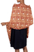 Batik silk shawl, 'Puzzling Parang' - Hand Stamped Batik Patterned Pure Silk Shawl (image 2e) thumbail