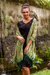 Batik silk shawl, 'Star Truntum' - Green Batik Handstamped 100% Silk Shawl (image 2) thumbail