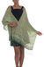 Silk batik shawl, 'Truntum Ijo' - Green Truntum Patterned 100% Silk Batik Shawl