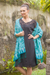 Silk shawl, 'Kawung Biru' - Blue and Green Traditional Hand-Stamped Batik Silk Shawl (image 2b) thumbail