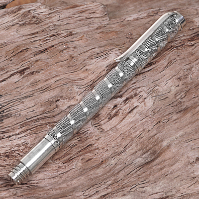 Sterling silver ballpoint pen, 'Twirling Coral' - Hand Made Sterling Silver Ballpoint Pen from Indonesia