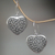 Sterling silver dangle earrings, 'Spangled Hearts' - Hand Made Sterling Silver Dangle Earrings Heart Indonesia (image 2b) thumbail