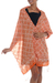 Silk batik shawl, 'Truntum Star' - Silk Shawl with Tangerine Truntum Motifs from Indonesia thumbail