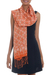 Silk batik shawl, 'Truntum Star' - Silk Shawl with Tangerine Truntum Motifs from Indonesia (image 2c) thumbail