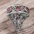 Garnet cocktail ring, 'Crimson Triad' - Garnet Sterling Silver Ring Hand Crafted in Indonesia (image 2b) thumbail