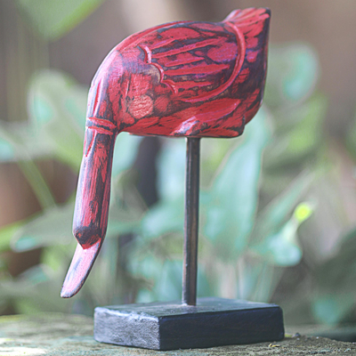 Wood sculpture, Red Duck