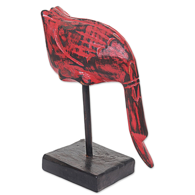 Holzskulptur - Handgeschnitzte Holzskulptur einer roten Ente aus Indonesien