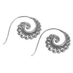 Sterling silver drop earrings, 'Peacock Lace' - Hand Made Sterling Silver Spiral Drop Earrings Indonesia