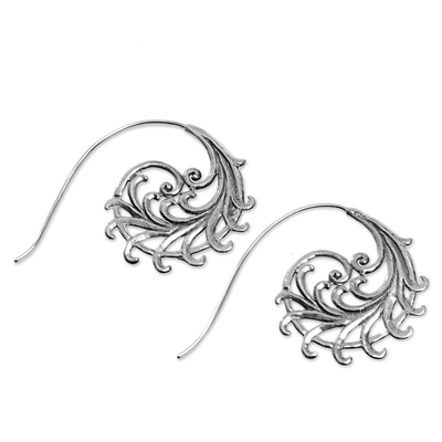Sterling silver drop earrings, 'Dancing Fronds' - Hand Made Sterling Silver Drop Earrings from Indonesia