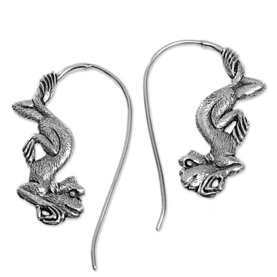 Sterling Silver Monkey Drop Earrings from Indonesia