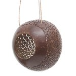 Coconut shell birdhouse, 'Sea Scales' - Coconut Shell Hanging Birdhouse from Indonesia