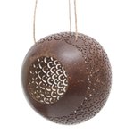 Coconut shell birdhouse, 'Sea Scales' - Coconut Shell Hanging Birdhouse from Indonesia