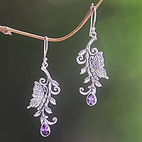 Amethyst dangle earrings, 'Royal Monarchs'