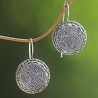 Sterling silver drop earrings, 'Bali Bubbles' - Handmade Balinese Sterling Silver Drop Style Earrings