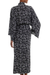 Rayon robe, 'Simple Luxury' - Black and White Floral Rayon Robe from Indonesia Artisan (image 2c) thumbail