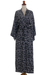 Rayon robe, 'Simple Luxury' - Black and White Floral Rayon Robe from Indonesia Artisan (image 2d) thumbail