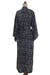 Rayon robe, 'Simple Luxury' - Black and White Floral Rayon Robe from Indonesia Artisan (image 2f) thumbail
