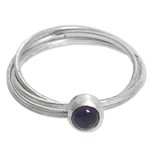 Amethyst solitaire ring, 'Magical Force in Purple' - Hand Made Amethyst and Sterling Silver Solitaire Ring