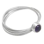 Amethyst solitaire ring, 'Magical Force in Purple' - Hand Made Amethyst and Sterling Silver Solitaire Ring