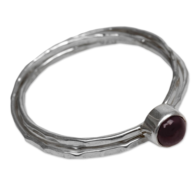 Garnet and Sterling Silver Solitaire Ring from Indonesia