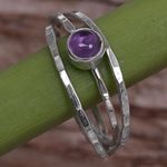 Amethyst solitaire ring, 'Magical Essence in Purple' - Amethyst and Sterling Silver Solitaire Ring from Indonesia