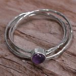 Amethyst solitaire ring, 'Magical Essence in Purple' - Amethyst and Sterling Silver Solitaire Ring from Indonesia