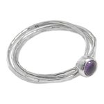 Amethyst solitaire ring, 'Magical Essence in Purple' - Amethyst and Sterling Silver Solitaire Ring from Indonesia