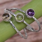 Multi-gemstone cocktail ring, 'Magical Trio' - Amethyst Peridot and Citrine Multigemstone Ring